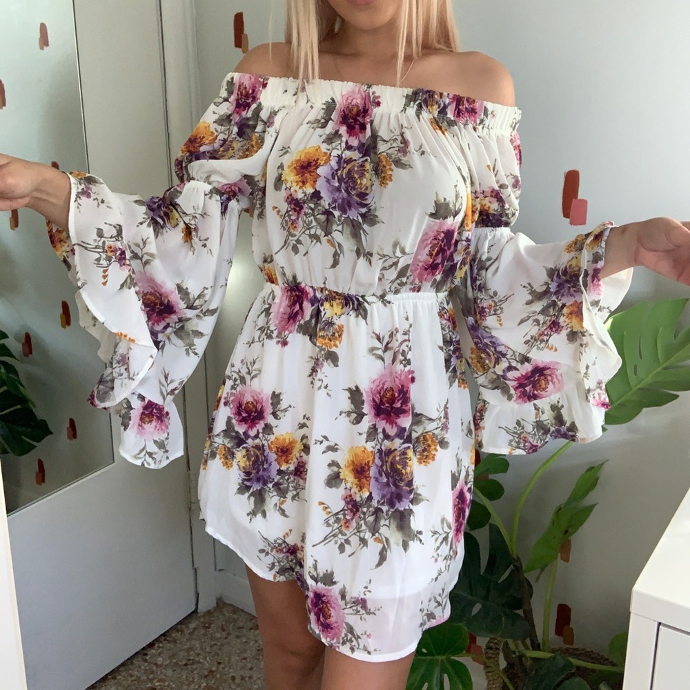 Short Floral Off-the-shoulder Dress - Picture 5 of 5